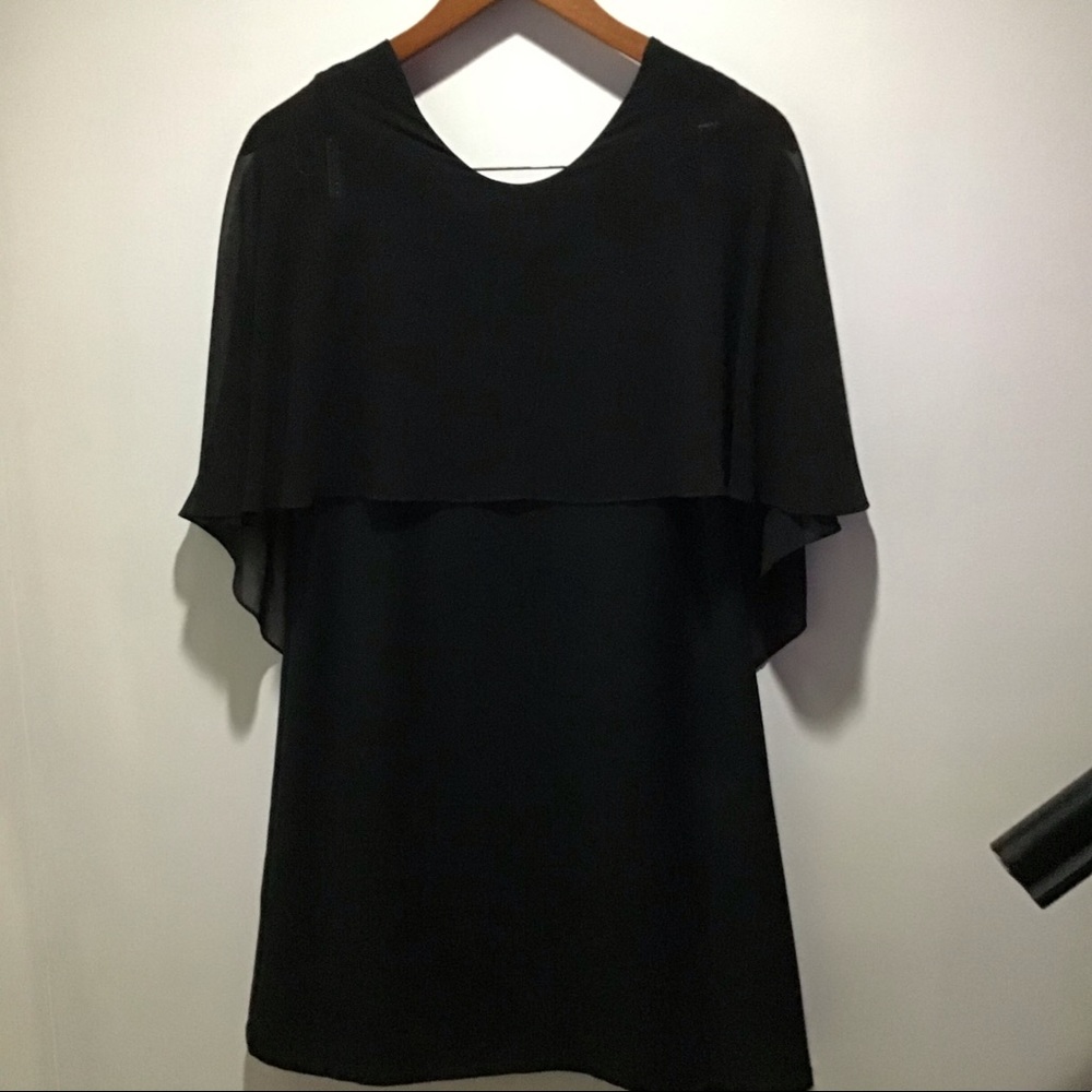 Halston Flowy-Sleeve Boat-Neck Drape Dress